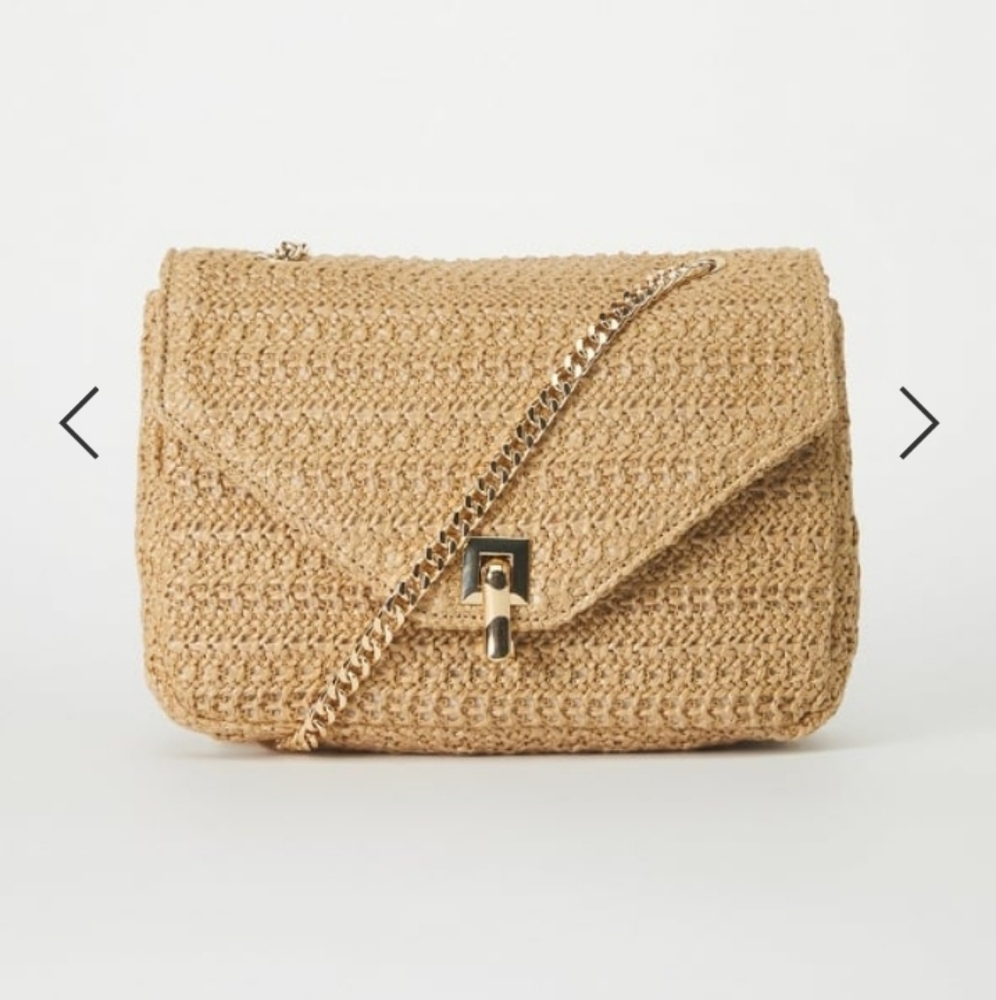 JustFab Raffia Crossbody With Flip Lock Closure